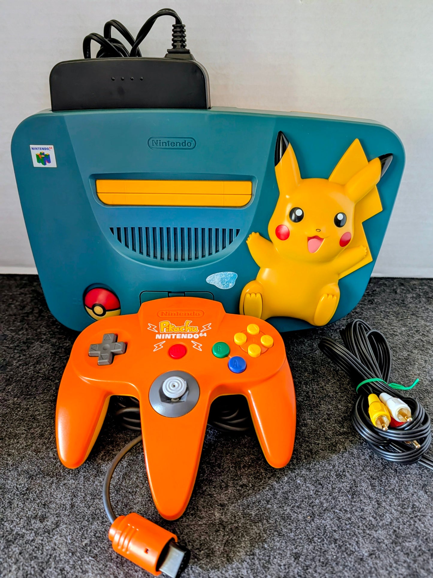 Blue & Yellow Pikachu N64 (Yellowed)`